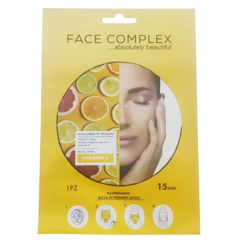2 Pack Face Complex Maschera In Tessuto Illuminante Alla Vitamina C Agisce In 15min